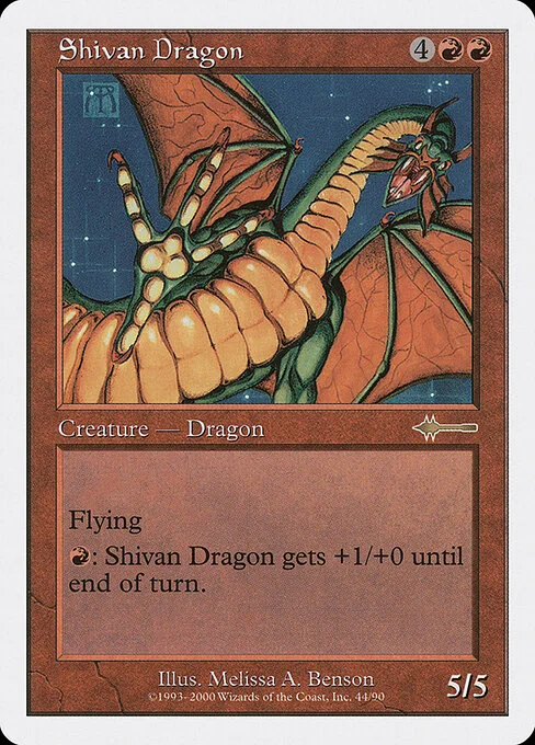 Shivan Dragon, carta Magic di tipo Creature — Dragon illustrata da Melissa A. Benson