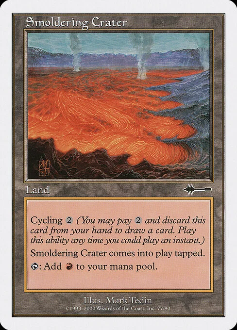 Smoldering Crater, carta Magic di tipo Land illustrata da Mark Tedin