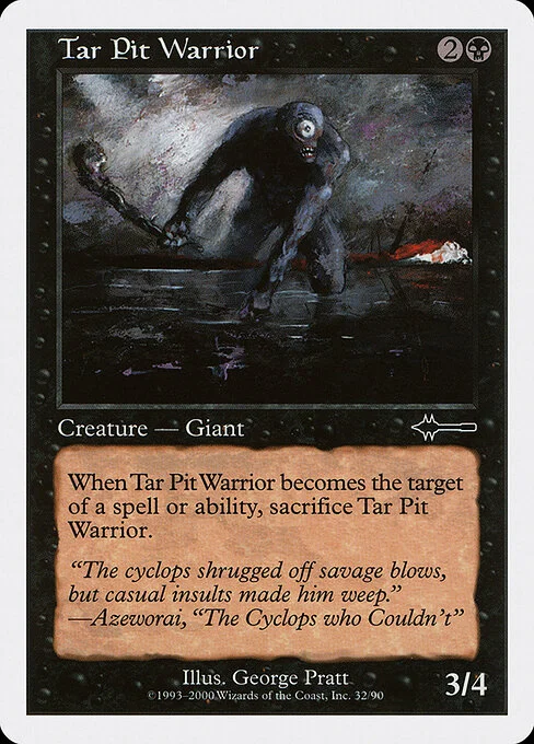 Tar Pit Warrior, carta Magic di tipo Creature — Cyclops Warrior illustrata da George Pratt