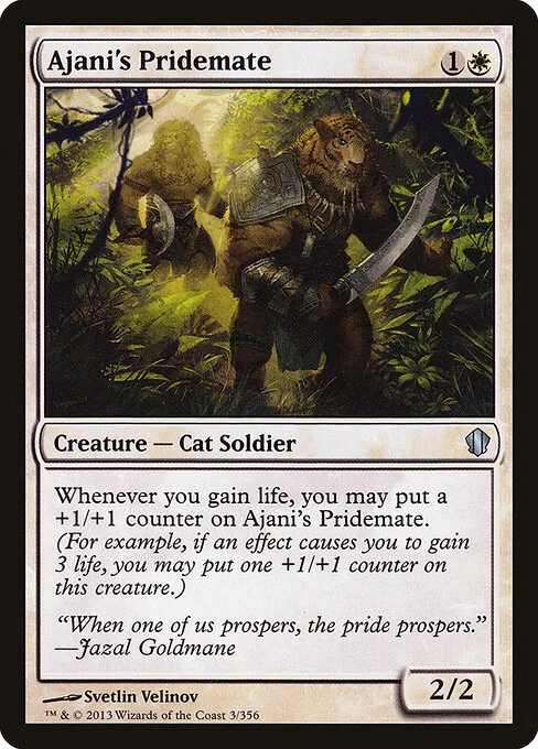 Ajani's Pridemate, carta Magic di tipo Creature — Cat Soldier illustrata da Svetlin Velinov