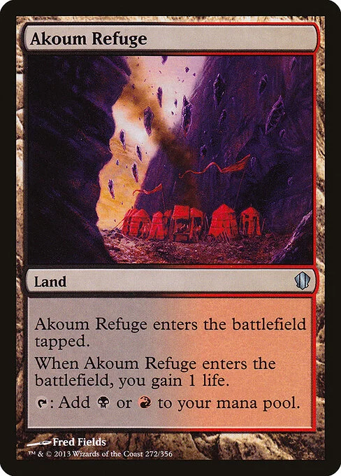 Akoum Refuge, carta Magic di tipo Land illustrata da Fred Fields