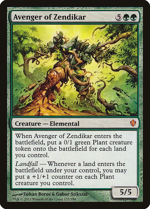 Avenger of Zendikar, carta Magic di tipo Creature — Elemental illustrata da Zoltan Boros & Gabor Szikszai