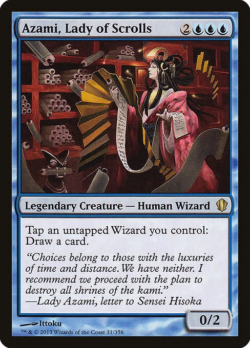 Azami, Lady of Scrolls, carta Magic di tipo Legendary Creature — Human Wizard illustrata da Ittoku