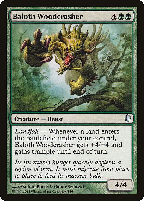 Baloth Woodcrasher, carta Magic di tipo Creature — Beast illustrata da Zoltan Boros & Gabor Szikszai
