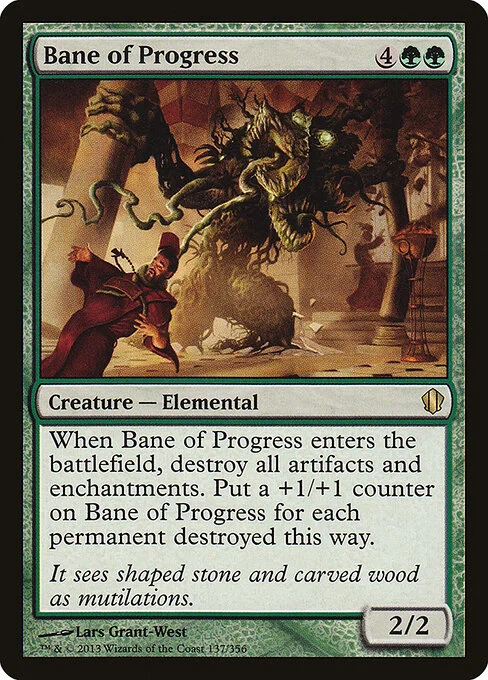 Bane of Progress, carta Magic di tipo Creature — Elemental illustrata da Lars Grant-West