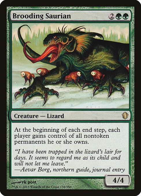 Brooding Saurian, carta Magic di tipo Creature — Lizard illustrata da rk post