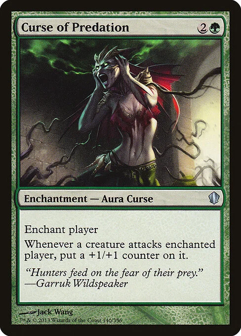 Curse of Predation, carta Magic di tipo Enchantment — Aura Curse illustrata da Jack Wang