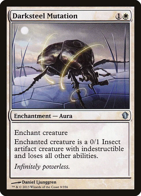 Darksteel Mutation, carta Magic di tipo Enchantment — Aura illustrata da Daniel Ljunggren