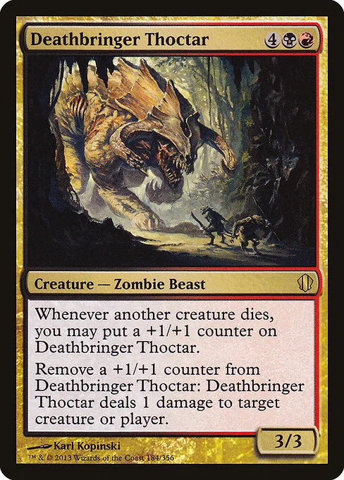Deathbringer Thoctar, carta Magic di tipo Creature — Zombie Beast illustrata da Karl Kopinski