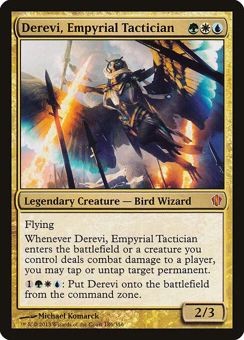 Derevi, Empyrial Tactician, carta Magic di tipo Legendary Creature — Bird Wizard illustrata da Michael Komarck