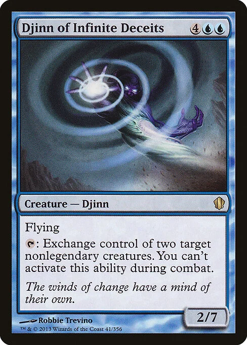 Djinn of Infinite Deceits, carta Magic di tipo Creature — Djinn illustrata da Robbie Trevino