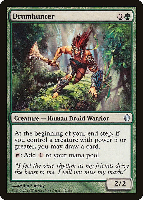 Drumhunter, carta Magic di tipo Creature — Human Druid Warrior illustrata da Jim Murray