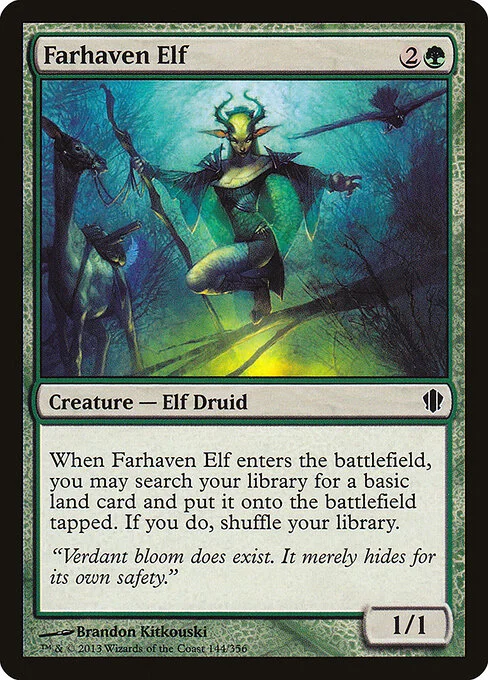 Farhaven Elf, carta Magic di tipo Creature — Elf Druid illustrata da Brandon Kitkouski