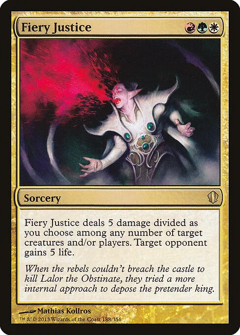 Fiery Justice, carta Magic di tipo Sorcery illustrata da Mathias Kollros