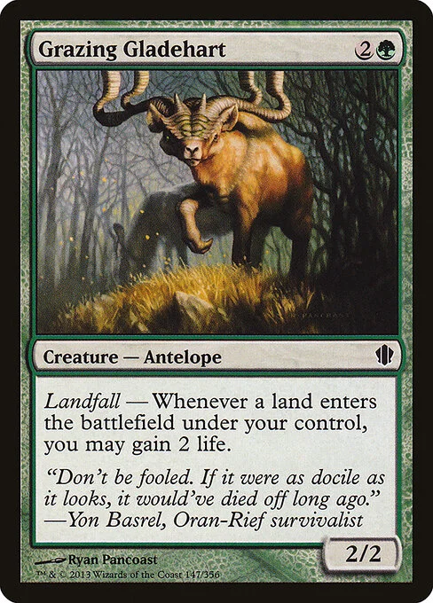 Grazing Gladehart, carta Magic di tipo Creature — Antelope illustrata da Ryan Pancoast