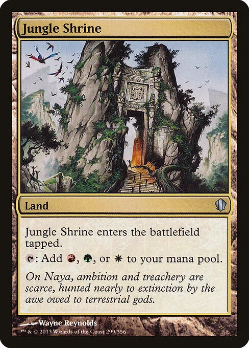 Jungle Shrine, carta Magic di tipo Land illustrata da Wayne Reynolds