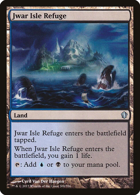 Jwar Isle Refuge, carta Magic di tipo Land illustrata da Cyril Van Der Haegen