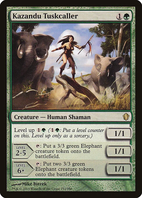 Kazandu Tuskcaller, carta Magic di tipo Creature — Human Shaman illustrata da Mike Bierek