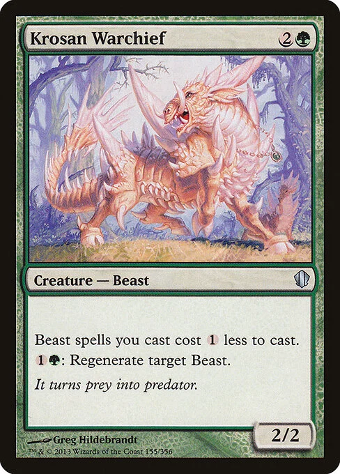 Krosan Warchief, carta Magic di tipo Creature — Beast illustrata da Greg Hildebrandt