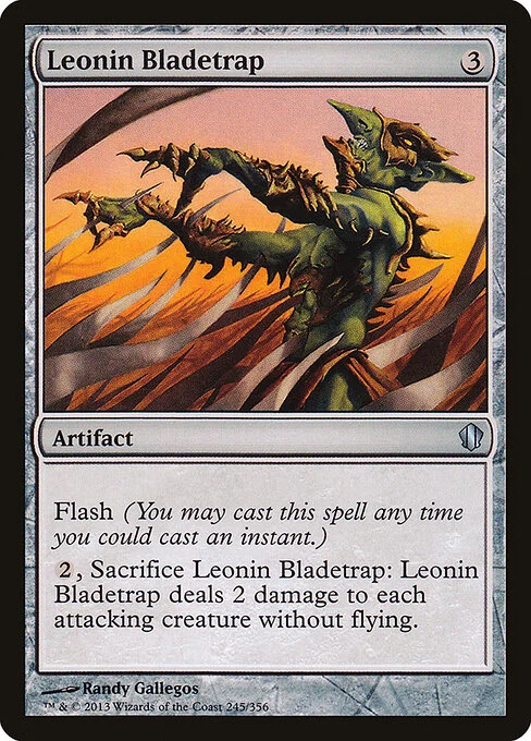 Leonin Bladetrap, carta Magic di tipo Artifact illustrata da Randy Gallegos