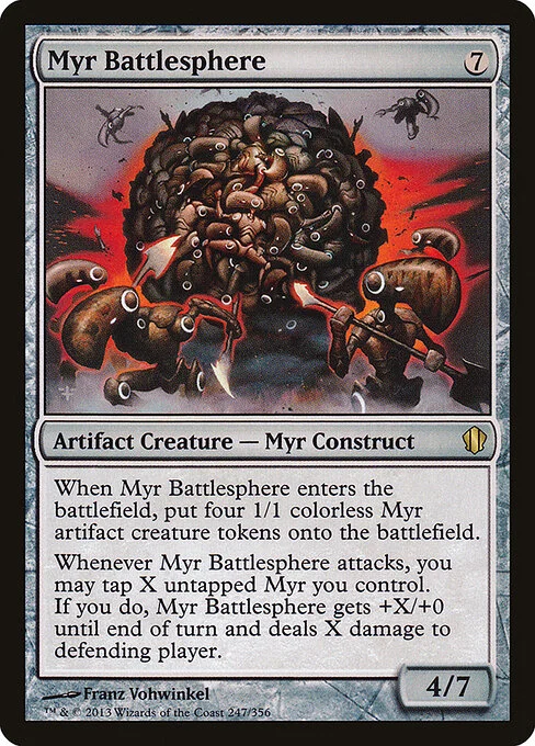 Myr Battlesphere, carta Magic di tipo Artifact Creature — Myr Construct illustrata da Franz Vohwinkel