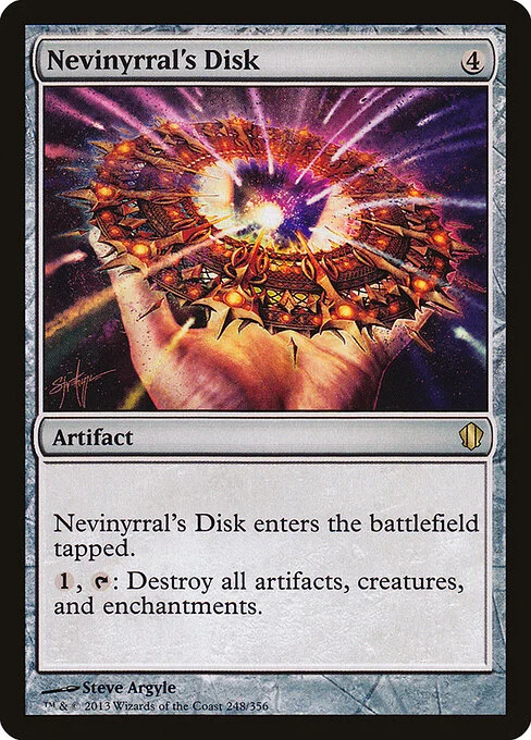 Nevinyrral's Disk, carta Magic di tipo Artifact illustrata da Steve Argyle