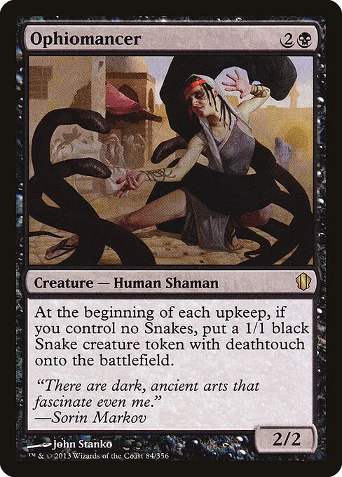Ophiomancer, carta Magic di tipo Creature — Human Shaman illustrata da John Stanko