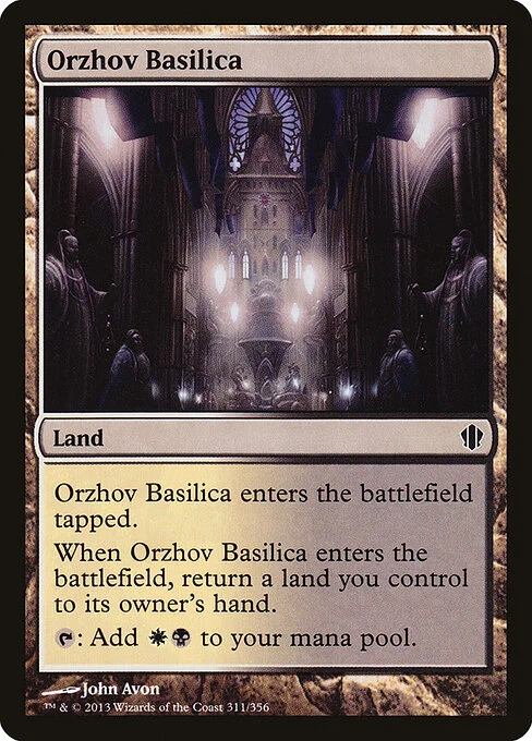 Orzhov Basilica, carta Magic di tipo Land illustrata da John Avon