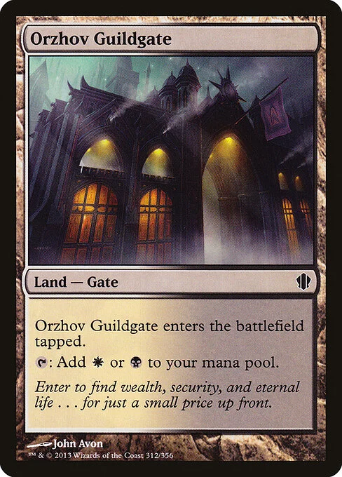 Orzhov Guildgate, carta Magic di tipo Land — Gate illustrata da John Avon