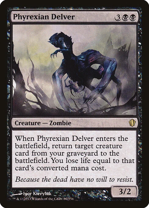 Phyrexian Delver, carta Magic di tipo Creature — Phyrexian Zombie illustrata da Igor Kieryluk