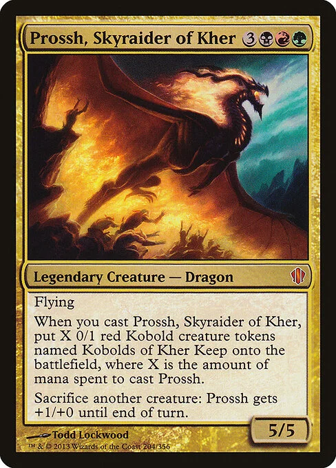 Prossh, Skyraider of Kher, carta Magic di tipo Legendary Creature — Dragon illustrata da Todd Lockwood
