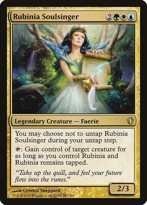 Rubinia Soulsinger, carta Magic di tipo Legendary Creature — Faerie illustrata da Cynthia Sheppard
