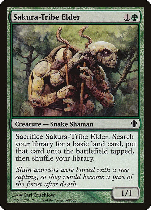 Sakura-Tribe Elder, carta Magic di tipo Creature — Snake Shaman illustrata da Carl Critchlow
