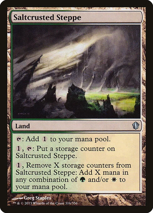 Saltcrusted Steppe, carta Magic di tipo Land illustrata da Greg Staples