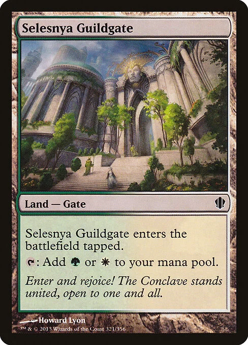 Selesnya Guildgate, carta Magic di tipo Land — Gate illustrata da Howard Lyon