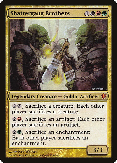 Shattergang Brothers, carta Magic di tipo Legendary Creature — Goblin Artificer illustrata da Kev Walker