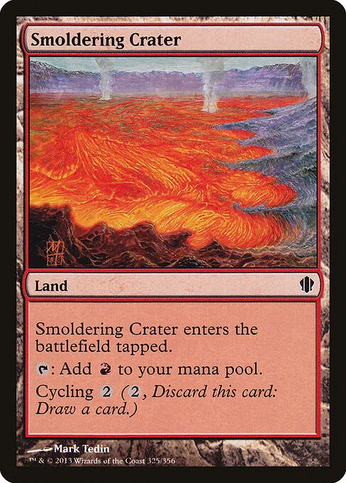 Smoldering Crater, carta Magic di tipo Land illustrata da Mark Tedin