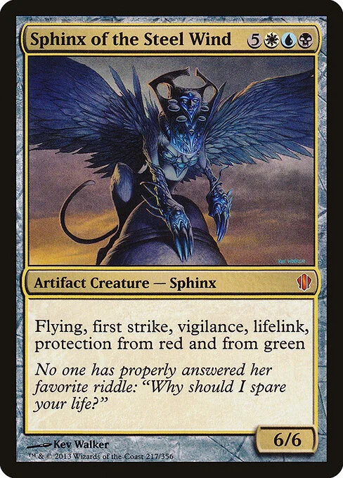Sphinx of the Steel Wind, carta Magic di tipo Artifact Creature — Sphinx illustrata da Kev Walker