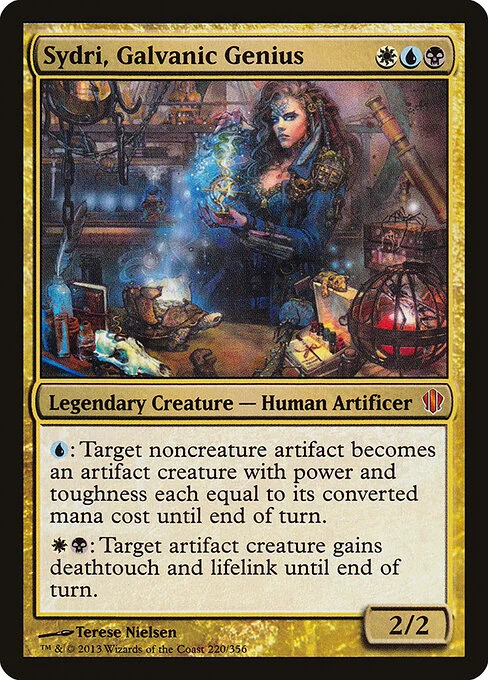 Sydri, Galvanic Genius, carta Magic di tipo Legendary Creature — Human Artificer illustrata da Terese Nielsen