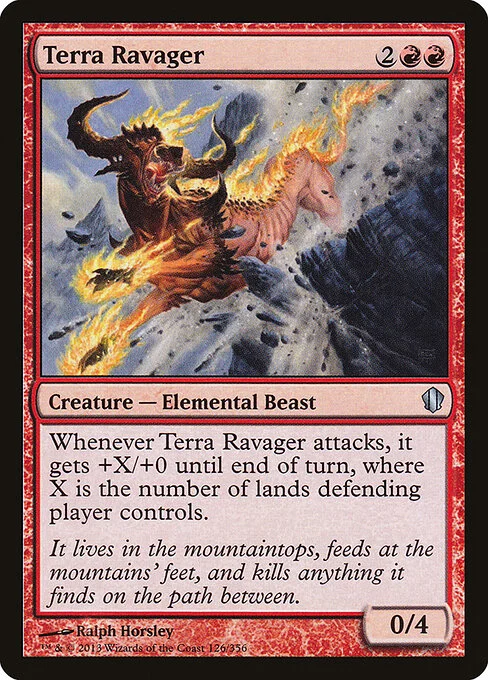 Terra Ravager, carta Magic di tipo Creature — Elemental Beast illustrata da Ralph Horsley