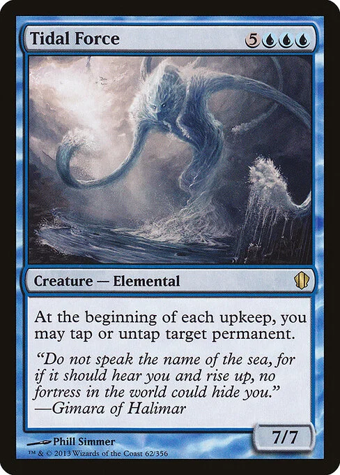 Tidal Force, carta Magic di tipo Creature — Elemental illustrata da Phill Simmer