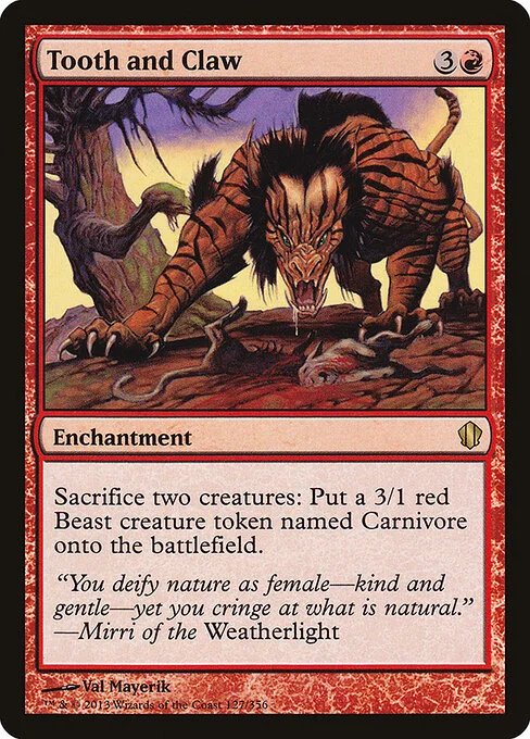 Tooth and Claw, carta Magic di tipo Enchantment illustrata da Val Mayerik