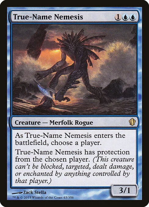 True-Name Nemesis, carta Magic di tipo Creature — Merfolk Rogue illustrata da Zack Stella