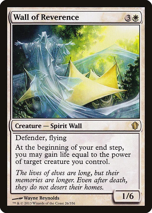 Wall of Reverence, carta Magic di tipo Creature — Spirit Wall illustrata da Wayne Reynolds