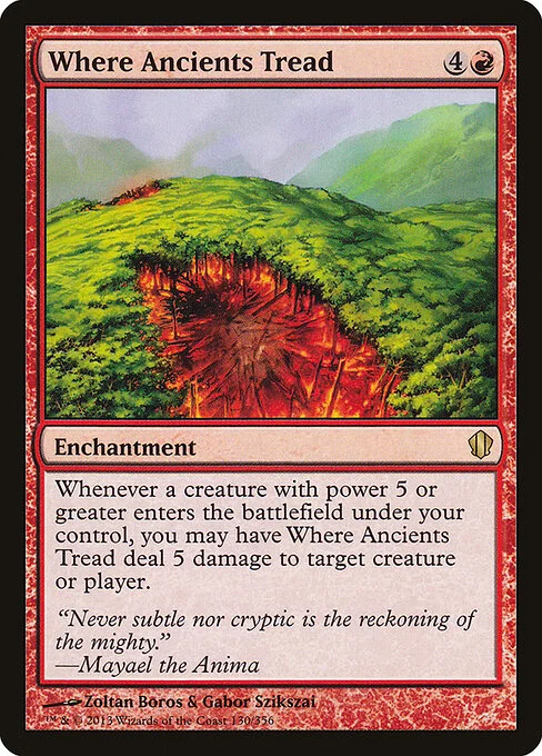 Where Ancients Tread, carta Magic di tipo Enchantment illustrata da Zoltan Boros & Gabor Szikszai
