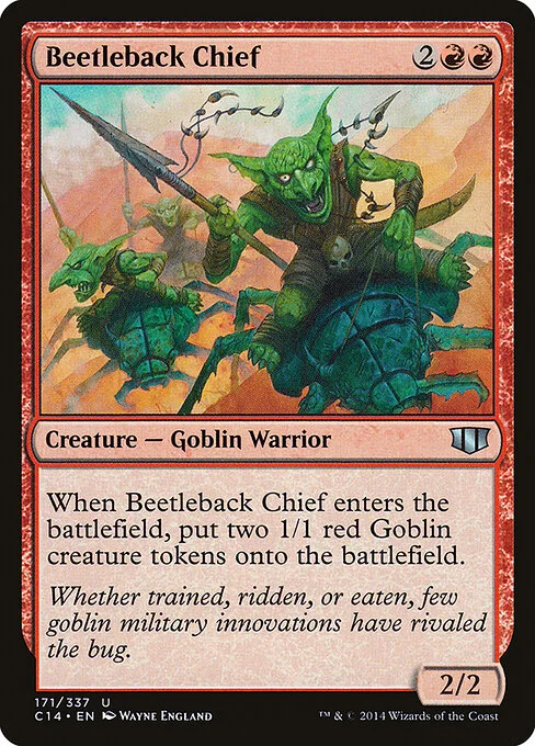 Beetleback Chief, carta Magic di tipo Creature — Goblin Warrior illustrata da Wayne England