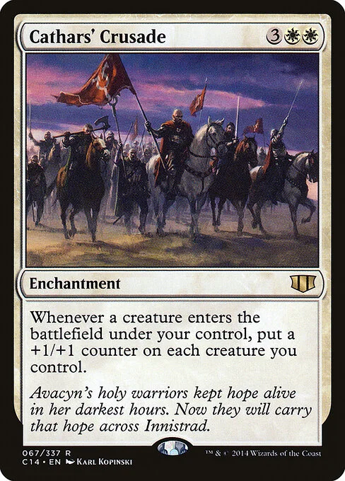 Cathars' Crusade, carta Magic di tipo Enchantment illustrata da Karl Kopinski