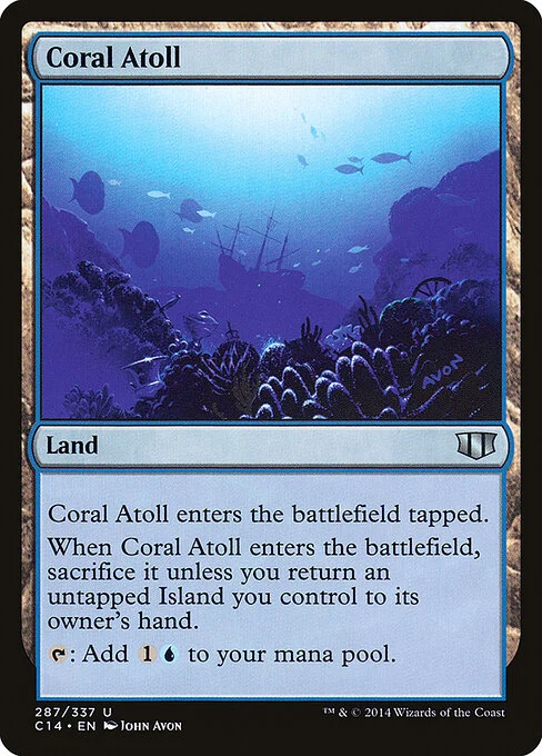 Coral Atoll, carta Magic di tipo Land illustrata da John Avon