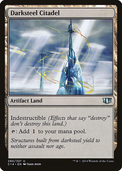 Darksteel Citadel, carta Magic di tipo Artifact Land illustrata da John Avon