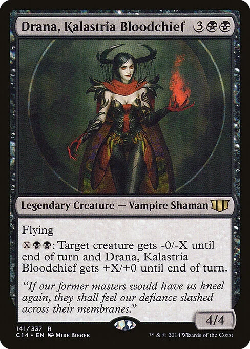 Drana, Kalastria Bloodchief, carta Magic di tipo Legendary Creature — Vampire Shaman illustrata da Mike Bierek